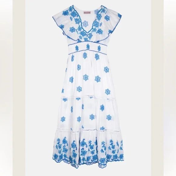 Piti Cuiti White and Blue Floral Maxi Dress - Picture 2 of 13